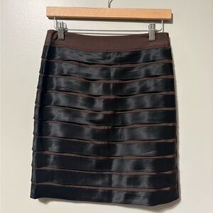 Banana Republic Tiered Silk Pencil Skirt Black and Brown